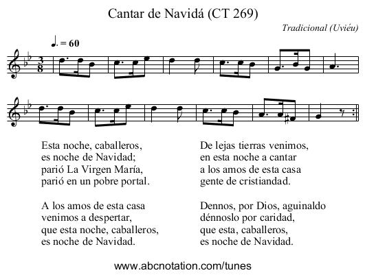 Cantar de Navidá (CT 269) - staff notation