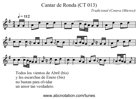 Cantar de Ronda (CT 013) - staff notation