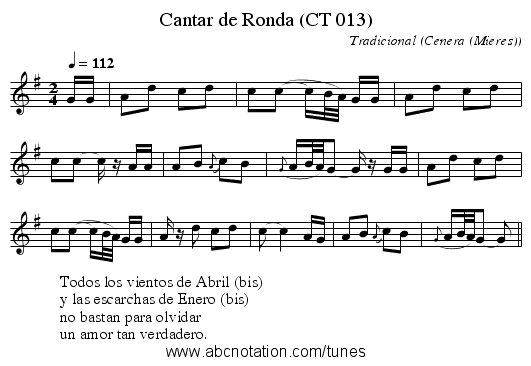 Cantar de Ronda (CT 013) - staff notation