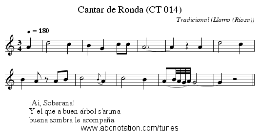 Cantar de Ronda (CT 014) - staff notation