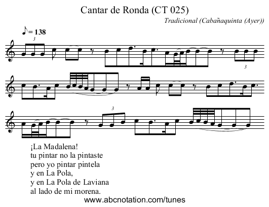 Cantar de Ronda (CT 025) - staff notation