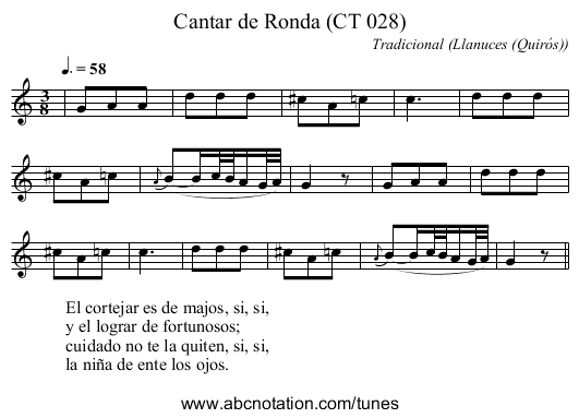 Cantar de Ronda (CT 028) - staff notation
