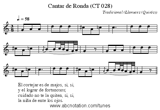 Cantar de Ronda (CT 028) - staff notation