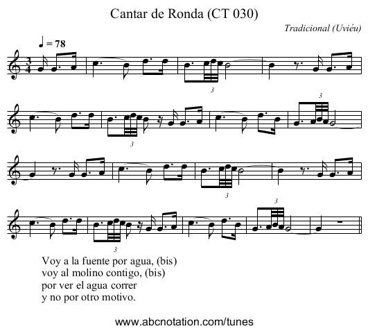 Cantar de Ronda (CT 030) - staff notation