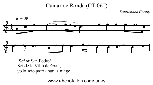 Cantar de Ronda (CT 060) - staff notation