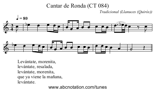 Cantar de Ronda (CT 084) - staff notation