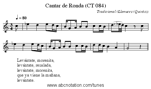 Cantar de Ronda (CT 084) - staff notation