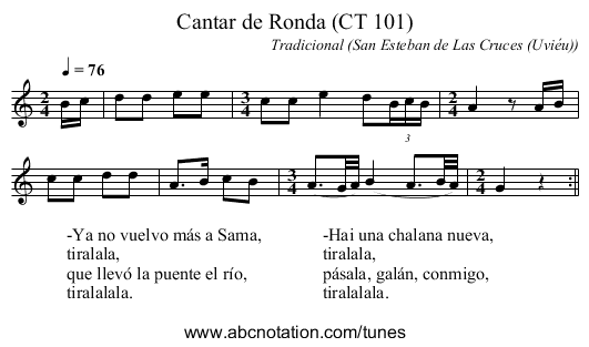 Cantar de Ronda (CT 101) - staff notation