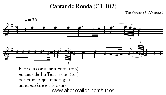 Cantar de Ronda (CT 102) - staff notation