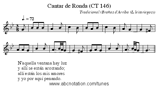 Cantar de Ronda (CT 146) - staff notation
