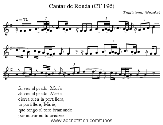 Cantar de Ronda (CT 196) - staff notation