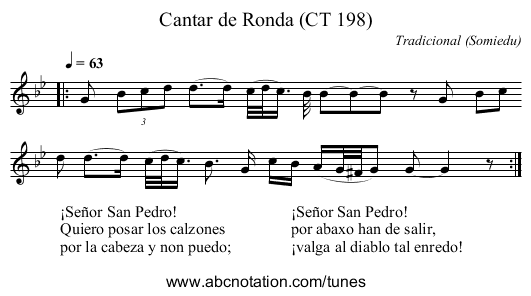 Cantar de Ronda (CT 198) - staff notation