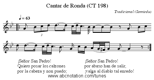 Cantar de Ronda (CT 198) - staff notation