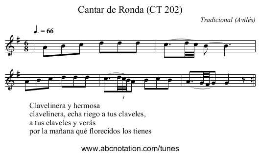 Cantar de Ronda (CT 202) - staff notation