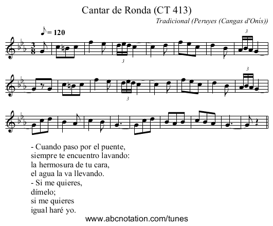Cantar de Ronda (CT 413) - staff notation