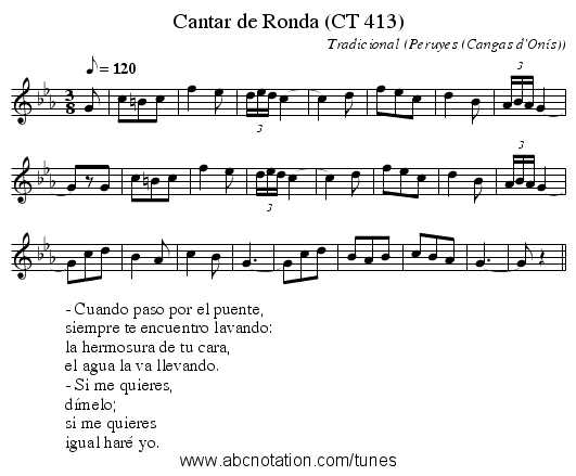 Cantar de Ronda (CT 413) - staff notation