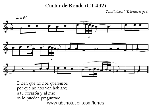 Cantar de Ronda (CT 432) - staff notation