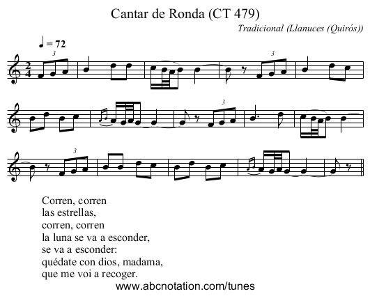 Cantar de Ronda (CT 479) - staff notation