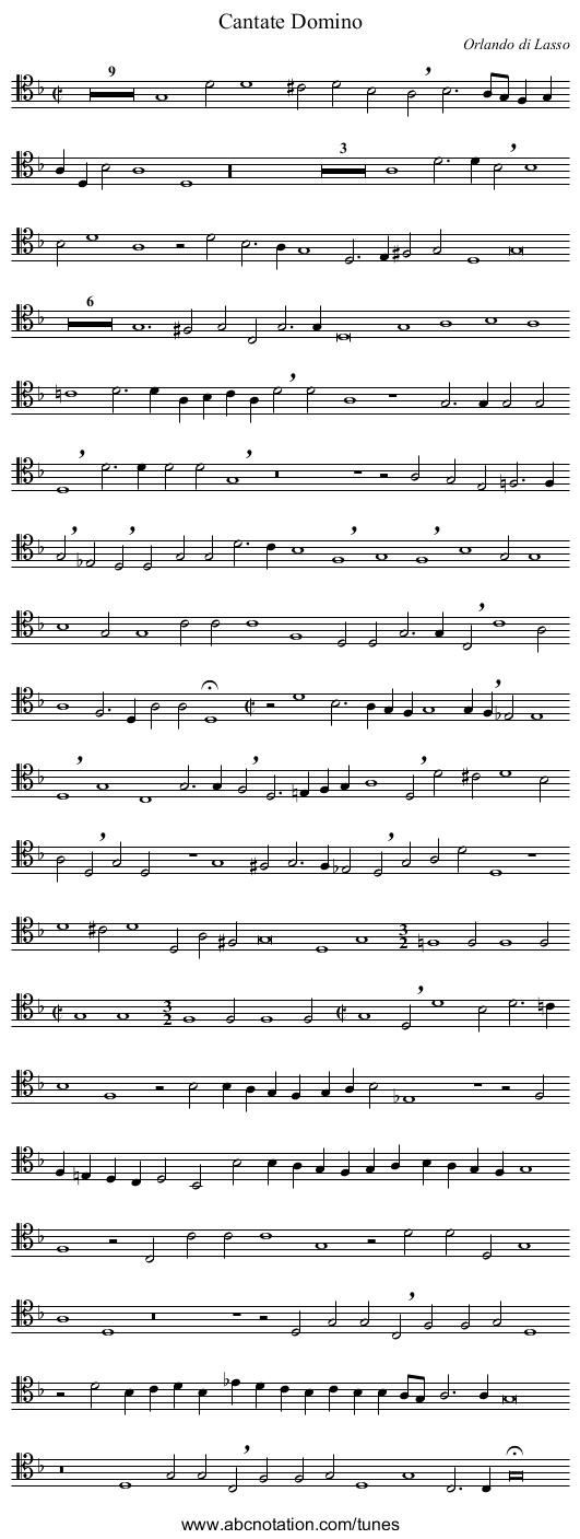 Cantate Domino - staff notation