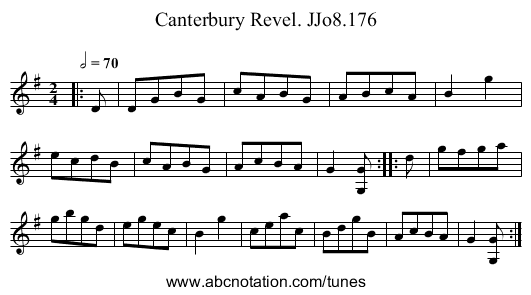 Canterbury Revel. JJo8.176 - staff notation