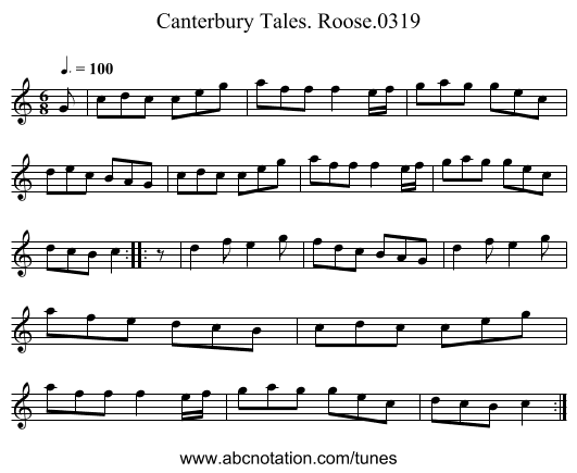 Canterbury Tales. Roose.0319 - staff notation