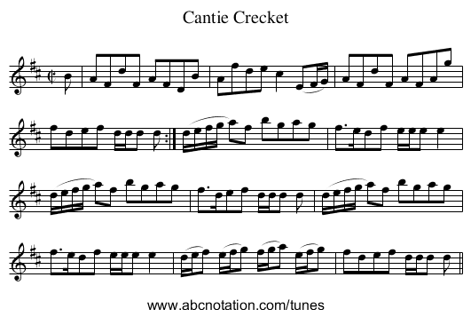 Cantie Crecket - staff notation