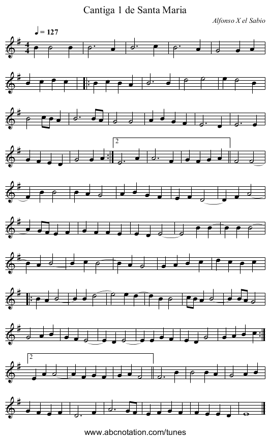 Cantiga 1 de Santa Maria - staff notation