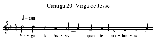 Cantiga 20: Virga de Jesse - staff notation