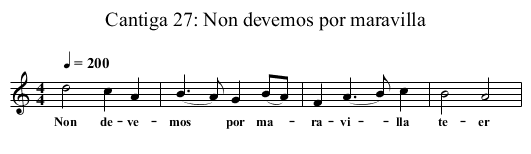 Cantiga 27: Non devemos por maravilla - staff notation