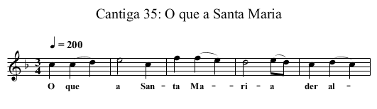 Cantiga 35: O que a Santa Maria - staff notation