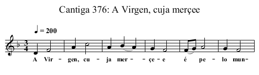 Cantiga 376: A Virgen, cuja merçee - staff notation