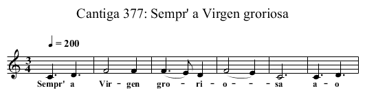 Cantiga 377: Sempr' a Virgen groriosa - staff notation