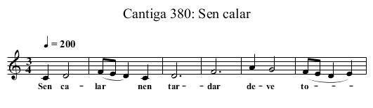 Cantiga 380: Sen calar - staff notation