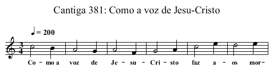 Cantiga 381: Como a voz de Jesu-Cristo - staff notation