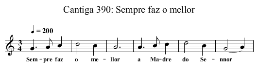 Cantiga 390: Sempre faz o mellor - staff notation