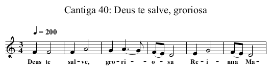Cantiga 40: Deus te salve, groriosa - staff notation