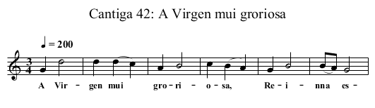 Cantiga 42: A Virgen mui groriosa - staff notation