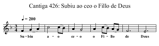 Cantiga 426: Subiu ao ceo o Fillo de Deus - staff notation