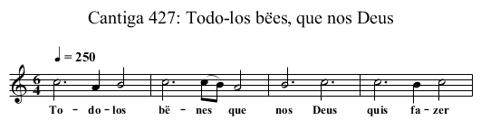 Cantiga 427: Todo-los bëes, que nos Deus - staff notation
