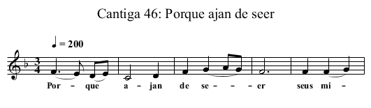 Cantiga 46: Porque ajan de seer - staff notation