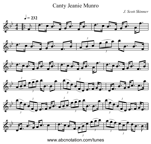 Canty Jeanie Munro - staff notation