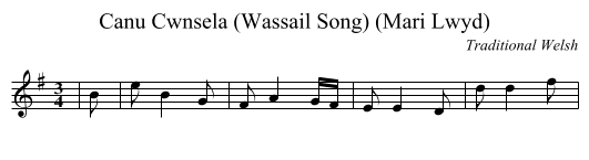 Canu Cwnsela (Wassail Song) (Mari Lwyd) - staff notation