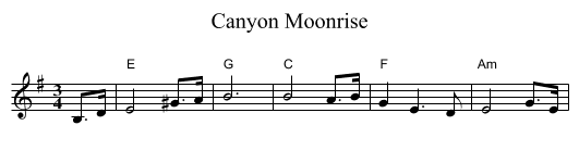 Canyon Moonrise - staff notation