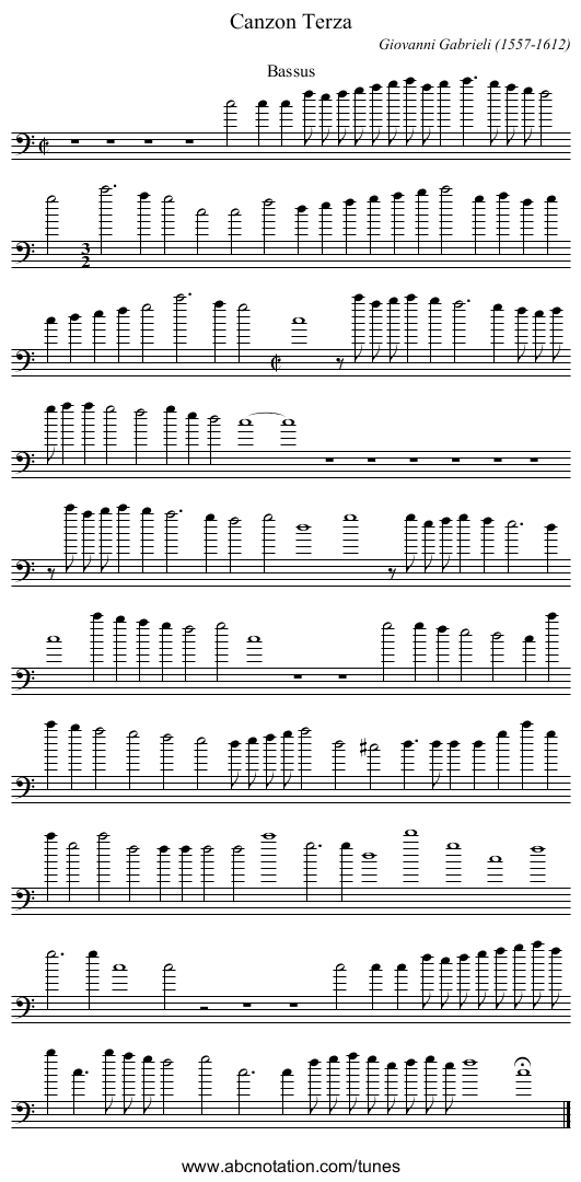 Canzon Terza - staff notation