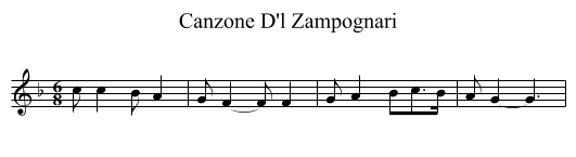 Canzone D'l Zampognari - staff notation