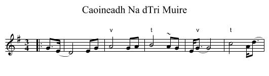 Caoineadh Na dTri Muire - staff notation
