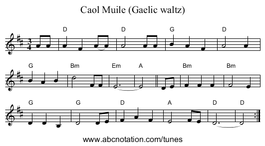 Caol Muile (Gaelic waltz) - staff notation