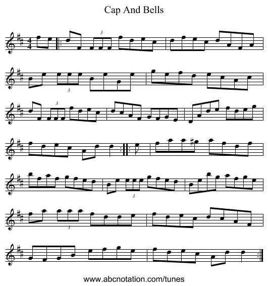 Cap And Bells - staff notation