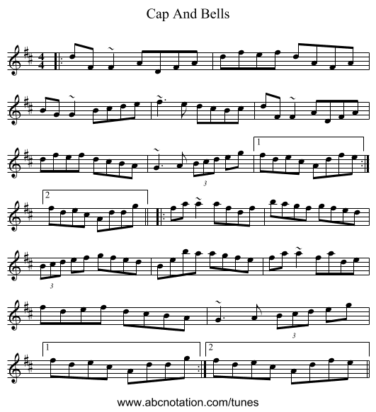 Cap And Bells - staff notation