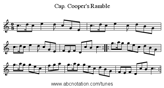 Cap. Cooper's Ramble - staff notation